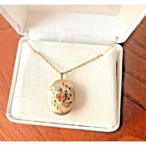 Black Hills Gold Locket Coleman Oval Rose Pendant 14K Gold Filled 10K/12K GF